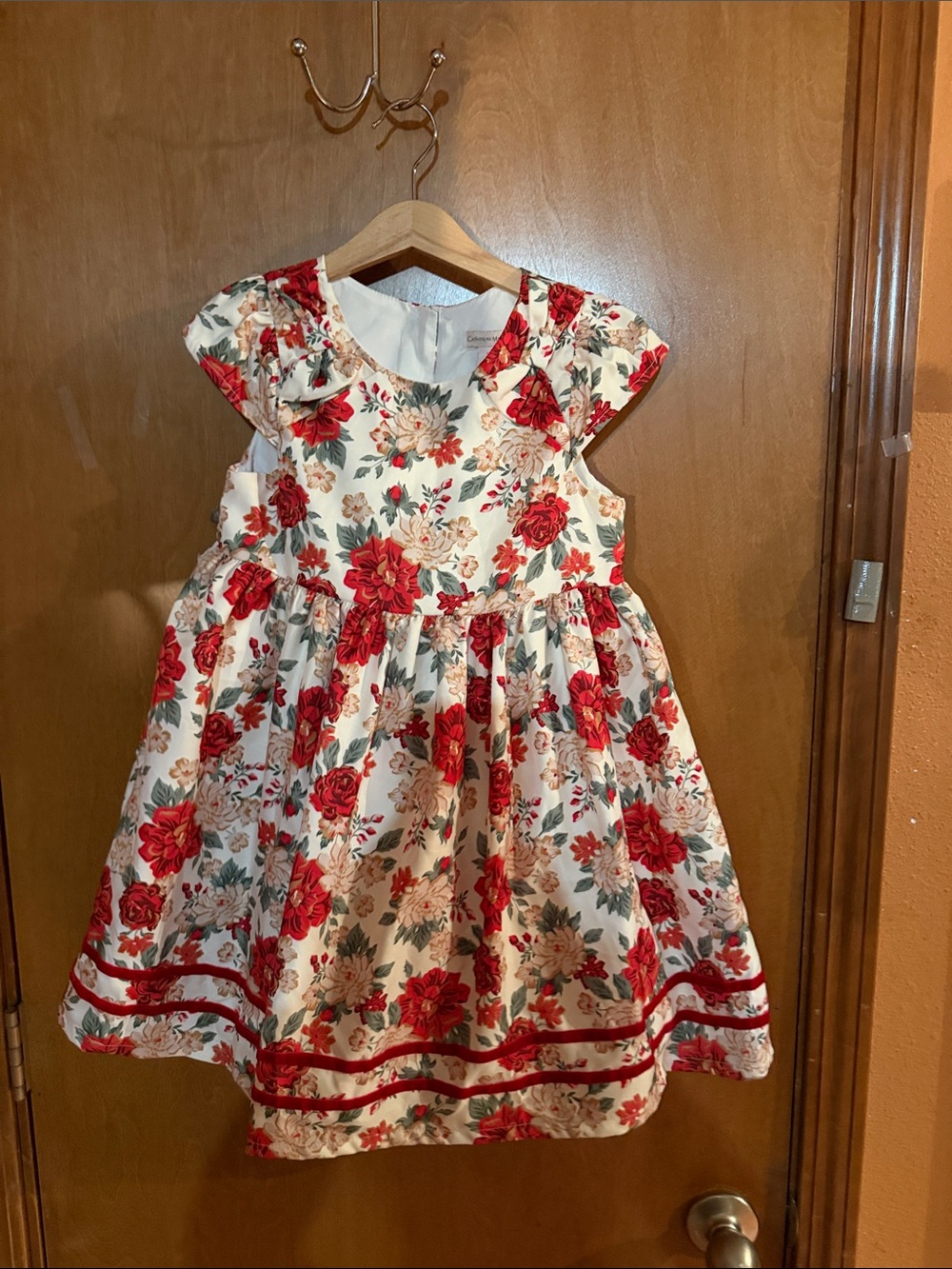 Catherine Malandrino Cream Dress with Red Floral Print